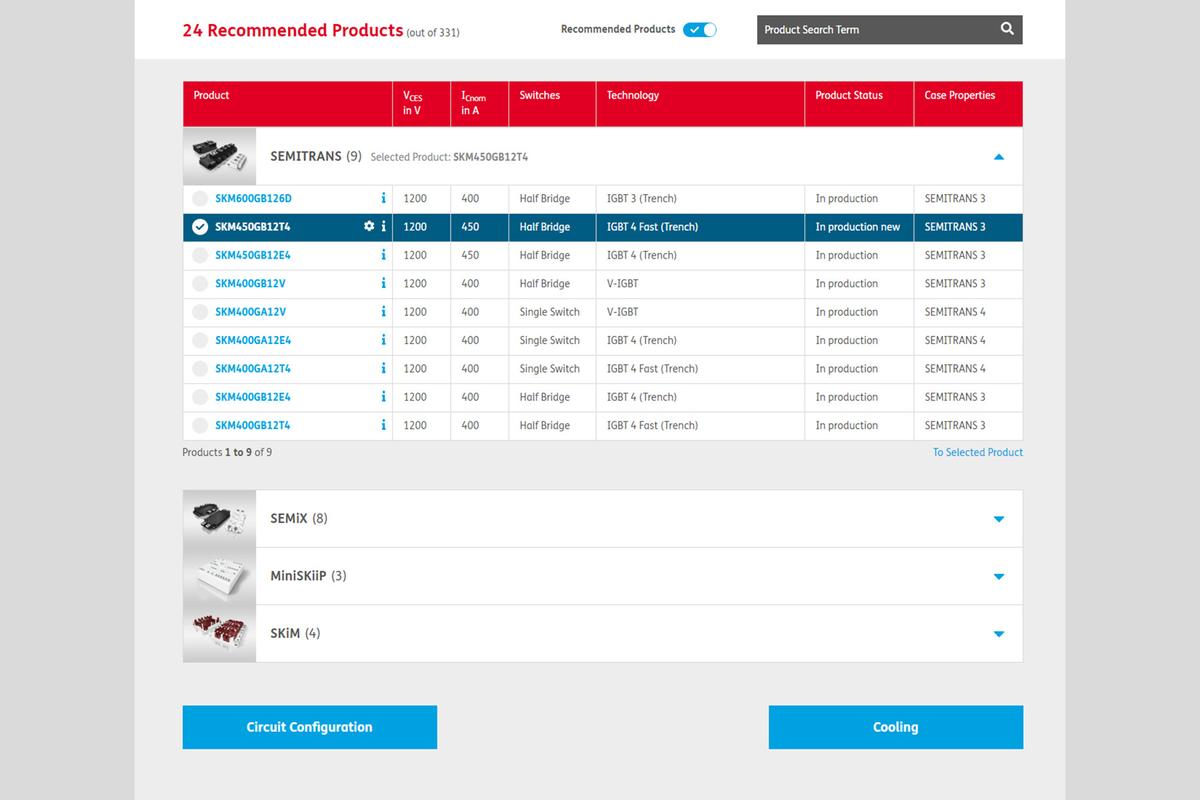 SemiSel Simulation | Semikron Danfoss